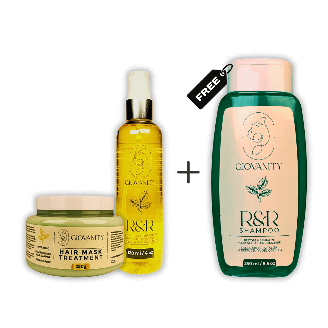 Almond Oil Mask, Argan & Macadamia Hair Oil – Nourish & Repair with Nettle Shampoo for Free